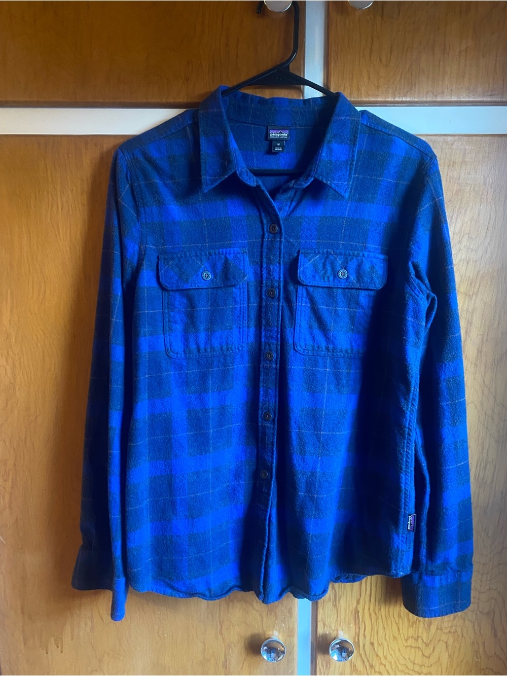 Patagonia Women’s Blue Plaid Button-Up fjord Flannel Shirt